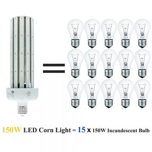 Standard E26 Base Replaces MH LED Corn Light Bulb 5000K HID 36W 150W Metal Halide Equiv IP64 Waterproof Outdoor Indoor Area Lighting 5040 Lumens CFL HPS 